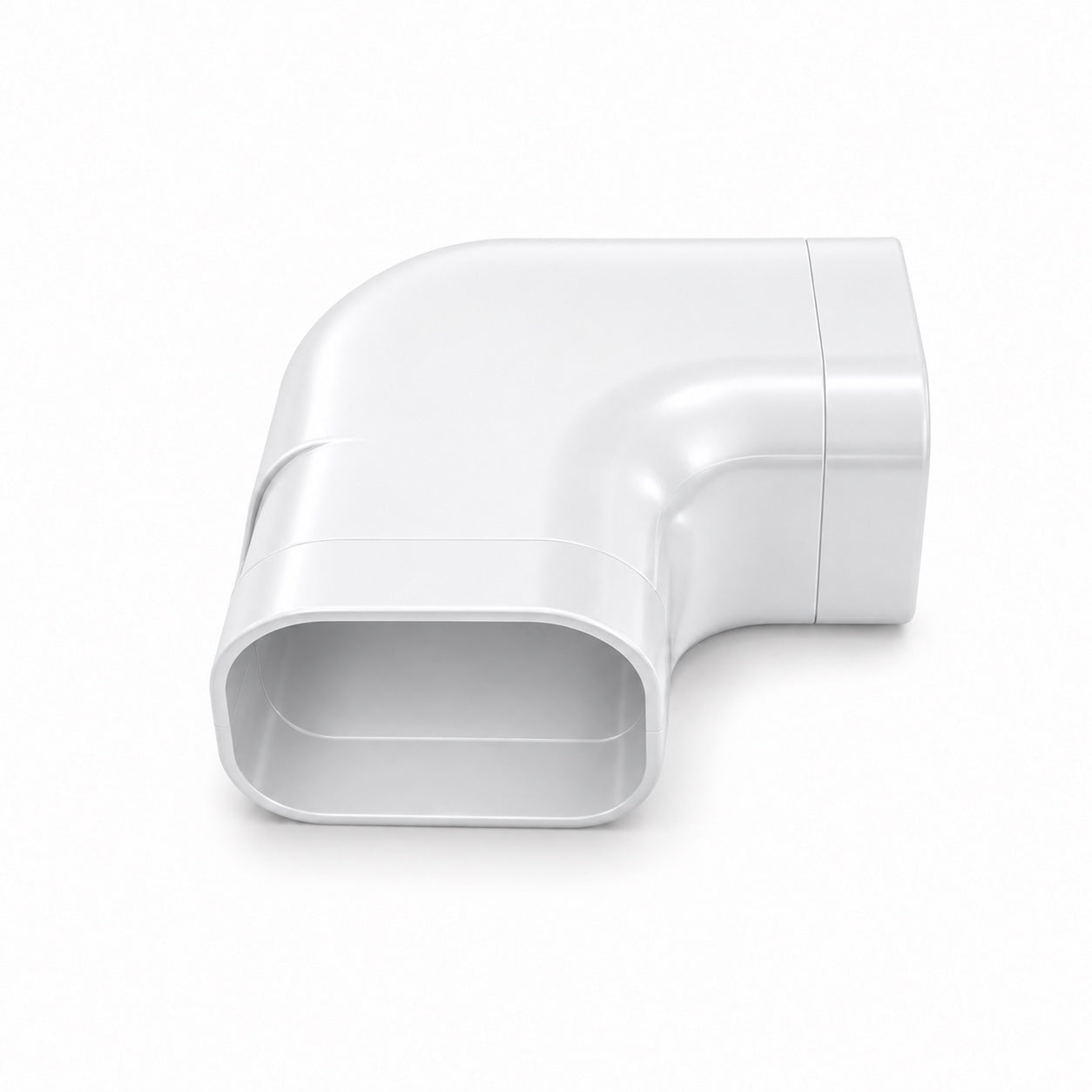 White 75mm x 65mm flat 90 degree AC trunking bend trade carton