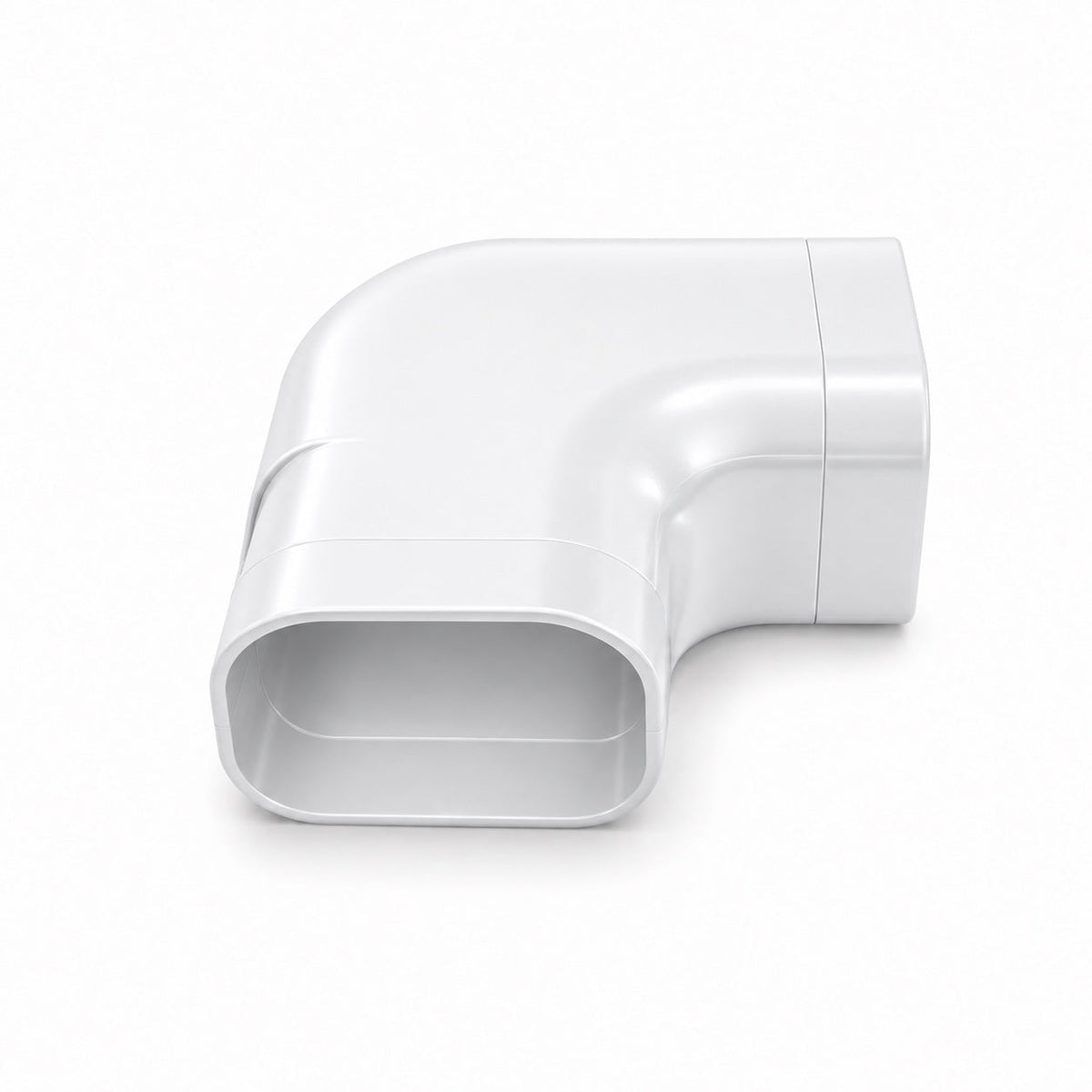White 100mm x 65mm flat 90 degree AC trunking bend trade carton