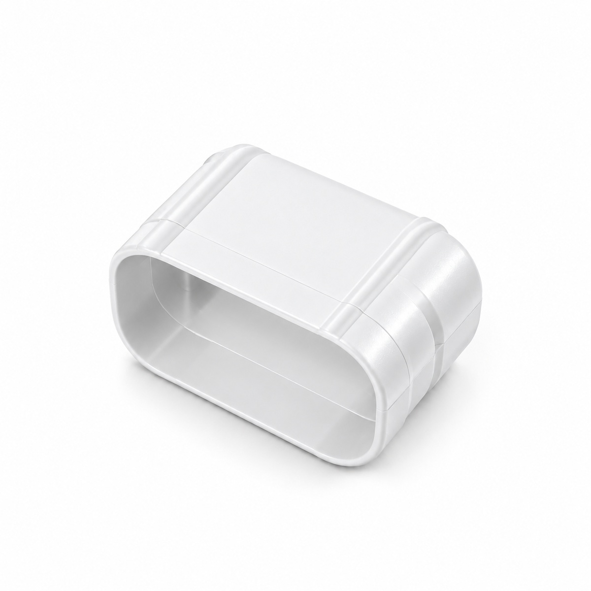 White 75mm x 65mm straight AC trunking connector trade carton